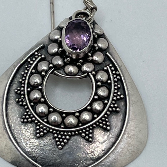 Large Amethyst & Sterling Earrings! - Picture 3 of 8